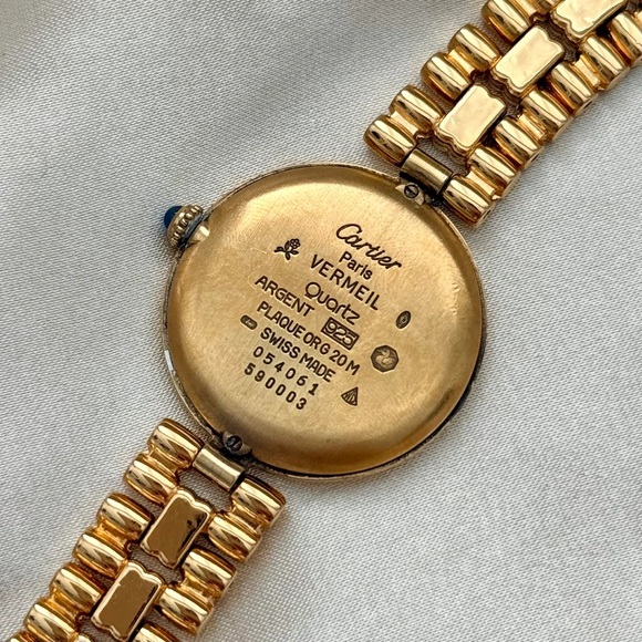 AUTHENTIC VINTAGE CARTIER GOLD WATCH - BLACK DIAL - WITH BOX - Picture 8 of 8